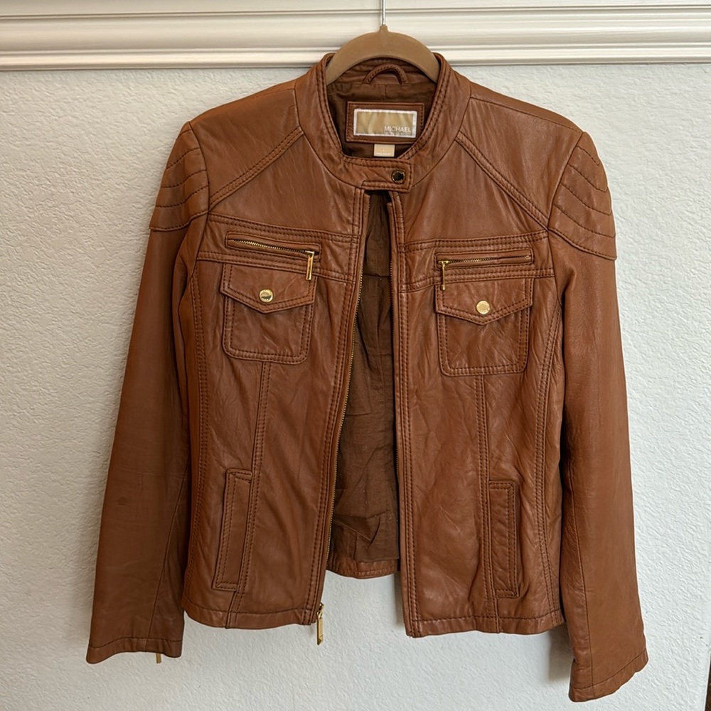Michael Kors Leather Jacket. Size L.